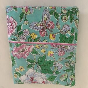 Fleur de Chine Green Pink Floral Full Flat Sheet Utica JP Stevens Odyssey Collec